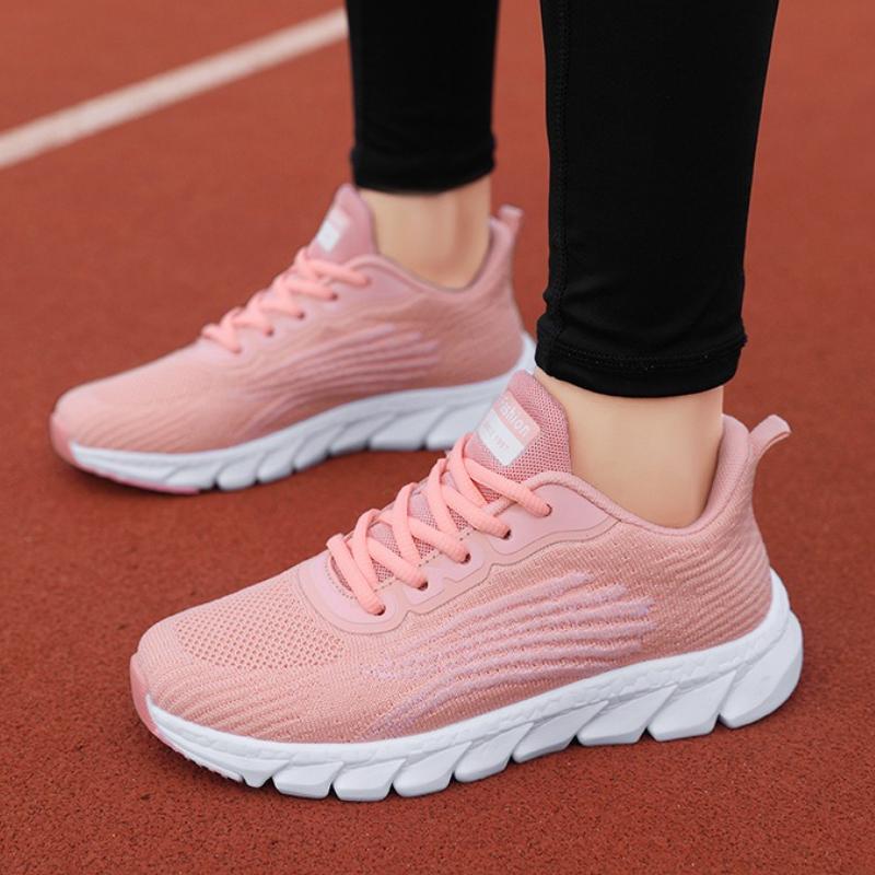Breathable Mesh Couple's Running Sports Shoes Knitted Elastic Casual Sneakers Walking Jogging Outdoor Shoes