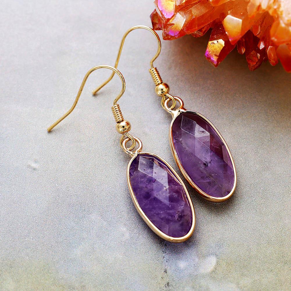 Simple Natural Stone Crystal Pendant Earrings Popular Jewelry