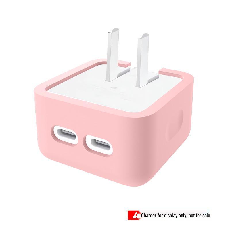 Foldable 40W PD Dual USB-C Power Adapter with Silicone for Apple Devices