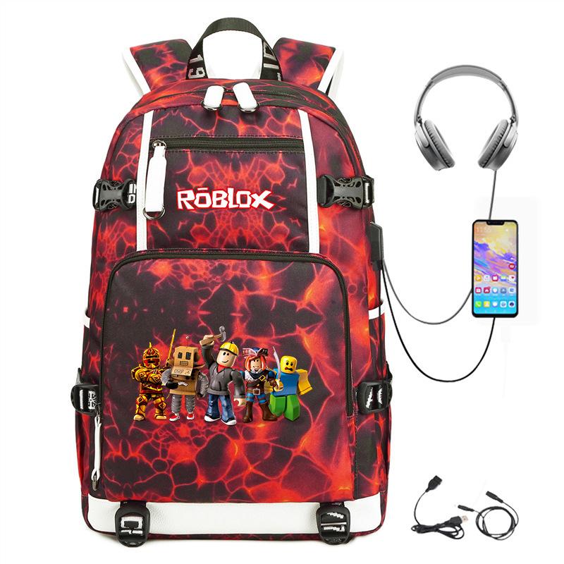 Cartoon Game USB Backpack Large Capacity Hiking Bag College Student Outdoor Travel Casual Daypack