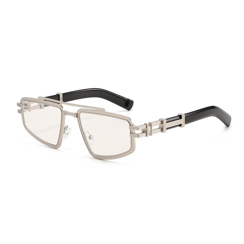 

Double Beam Metal Square New Retro Hollow Sunglasses Fashion Trendy High-end UV Resistant Outdoor Sunshade Sunscreen Glasses C6