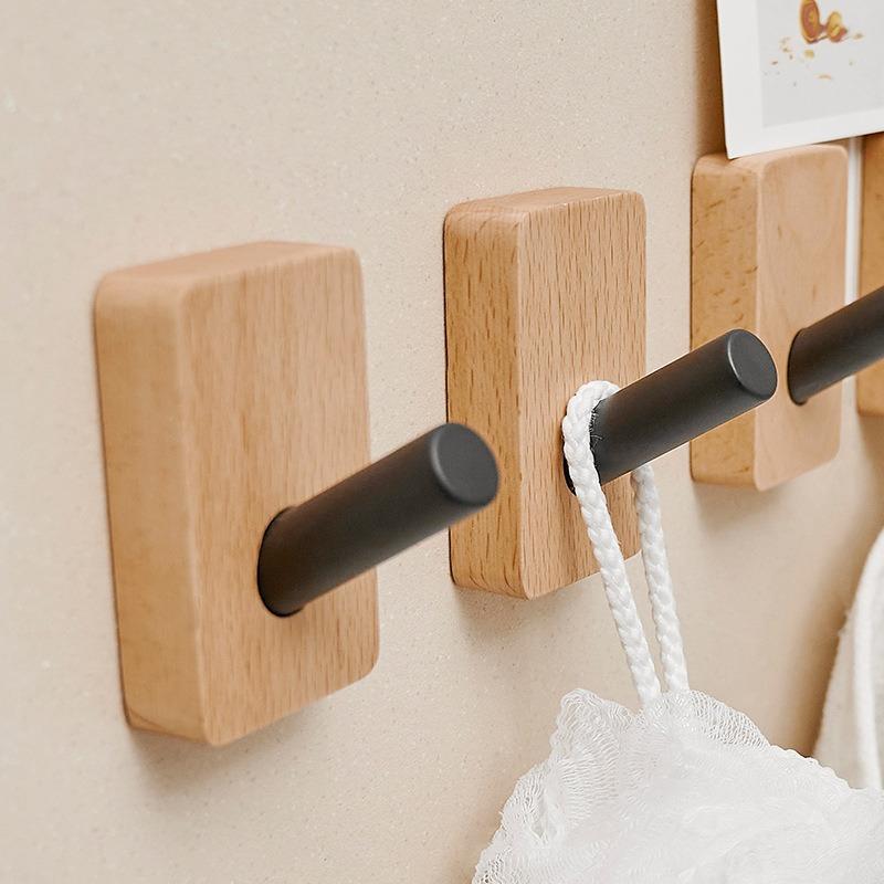 Solid Wood Bathroom Storage Rack Wall Mounted Towel Rod Storage, Non Perforated Bathroom Toilet, Bathroom Towel Rack Yellow