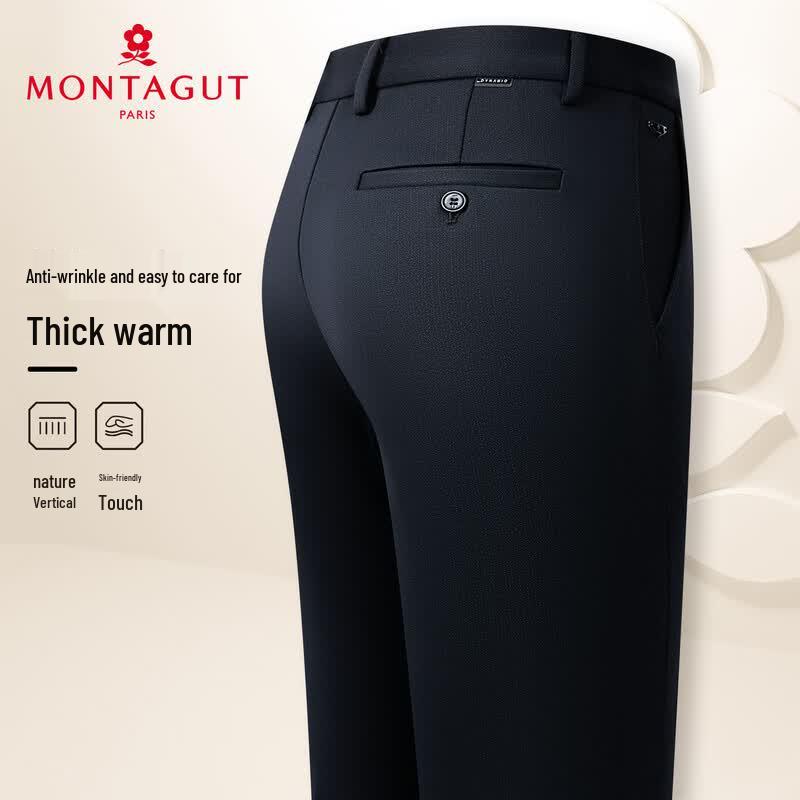 MONTAGUT Men s Warm Anti-Wrinkle Straight-Leg Business Casual Pants 34