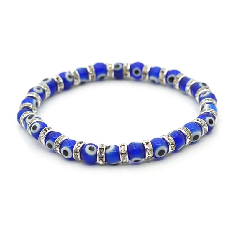 Turkish Eye Bracelet Glass Turkish Eye Bead Bracelet for Women Girls Gift (Blue Eye Bracelet)