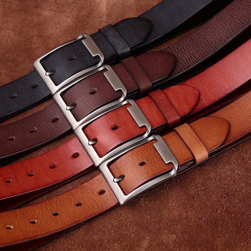 Retro Matte Old Versatile Men'S Belt Genuine Leather First Layer Cowhide Belt Men'S Casual Jeans Belt Men'S