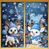 2/4Sheets Christmas Window Clings Decorations Cute Funny Double-Sided Static Stickers,with Blue Frozen Winter Pattern Wallpapers