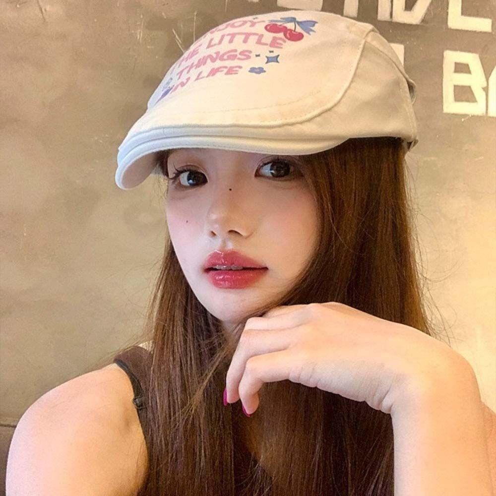 Cherry Graffiti Forward Hat Embroidey Artist Hat Personality Painter Hat  Teenagers