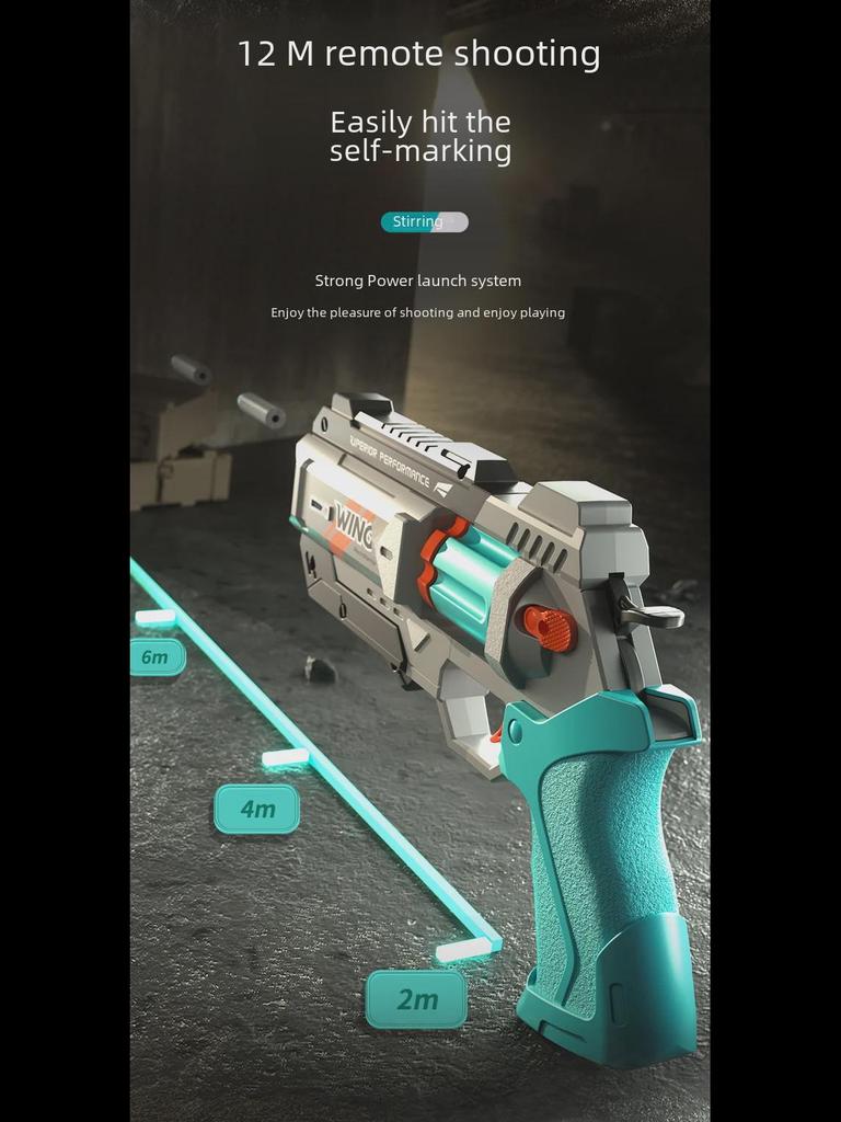 Pistol de jucărie cu glonț moale exploziv Mecha: Pistol mecanic interactiv de exterior pentru băieți