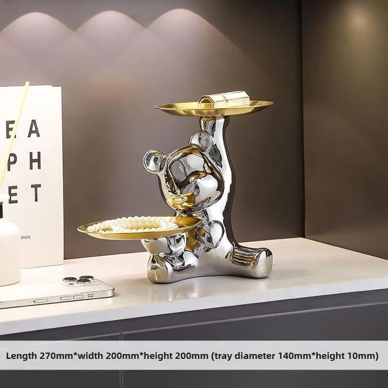 

Ceramic Electroplated Bear Figurine Cute Animal Decor Statue Gift Box Storage Jewelry Holder Home Office Desk Wedding Ornament