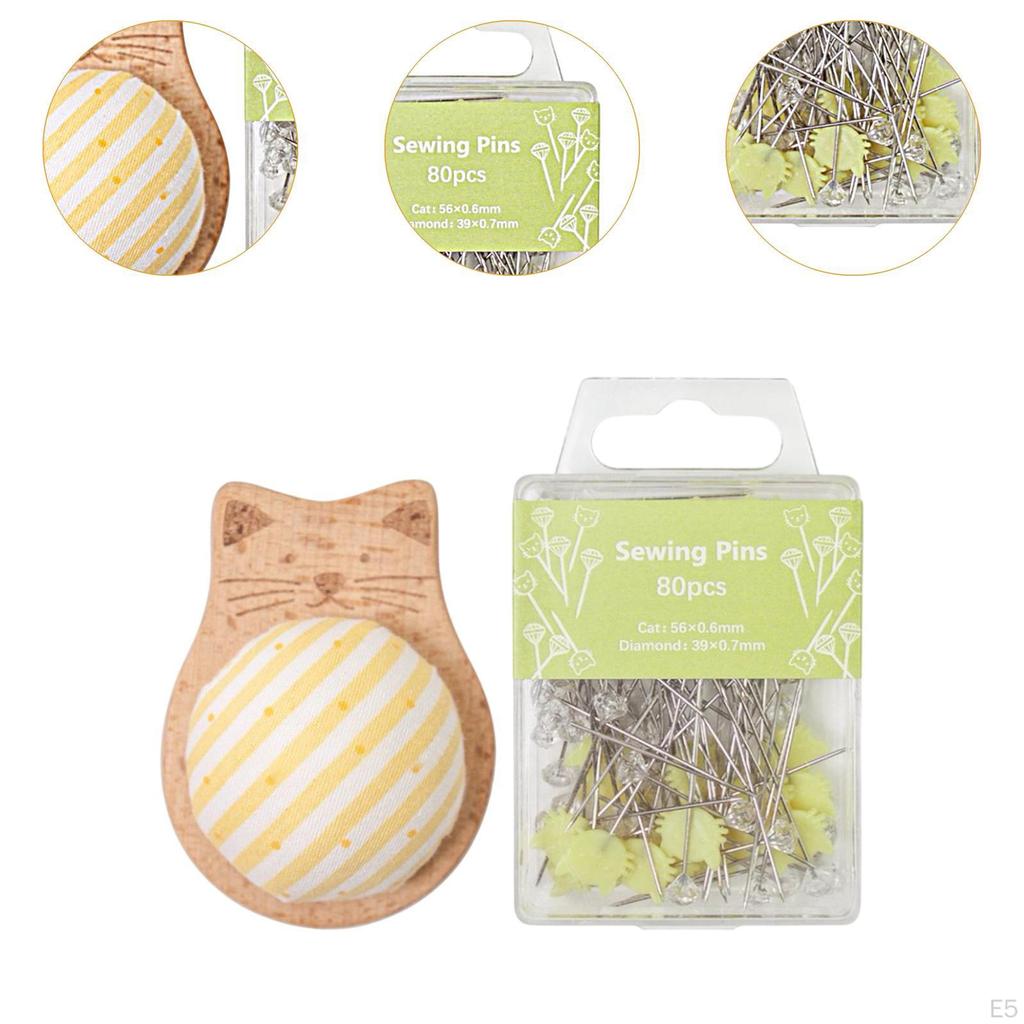 Compact Pincushion with 80 Straight Pins for Home And DIY Projects