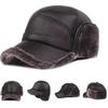 Winter Warm Duck Tongue Cap With Velvet PU Leather Baseball Cap Men's Windproof Ear Protection Cap With Velvet Cycling Warm Cap