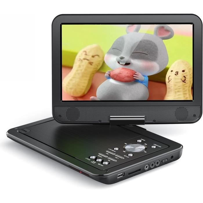 Lecteur DVD Portable - YOTON - 12,5 - Écran Pivotant HD 10,5 - Batterie 2500 mAh - Chargeur Voiture