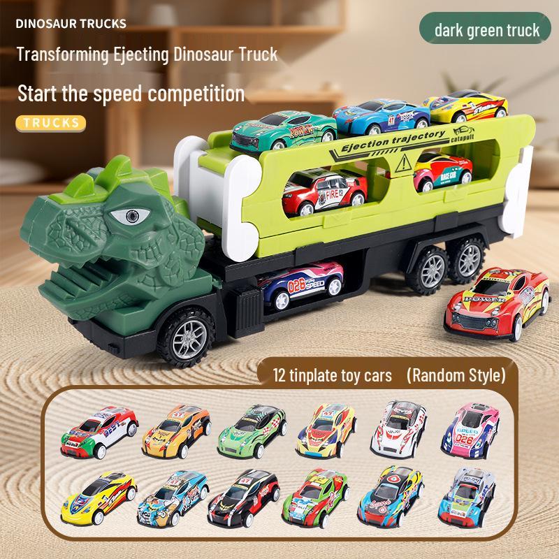 Children's Transforming Dinosaur Track Car with Storage, Alloy Material, Boys' Toy, Extended Edition 