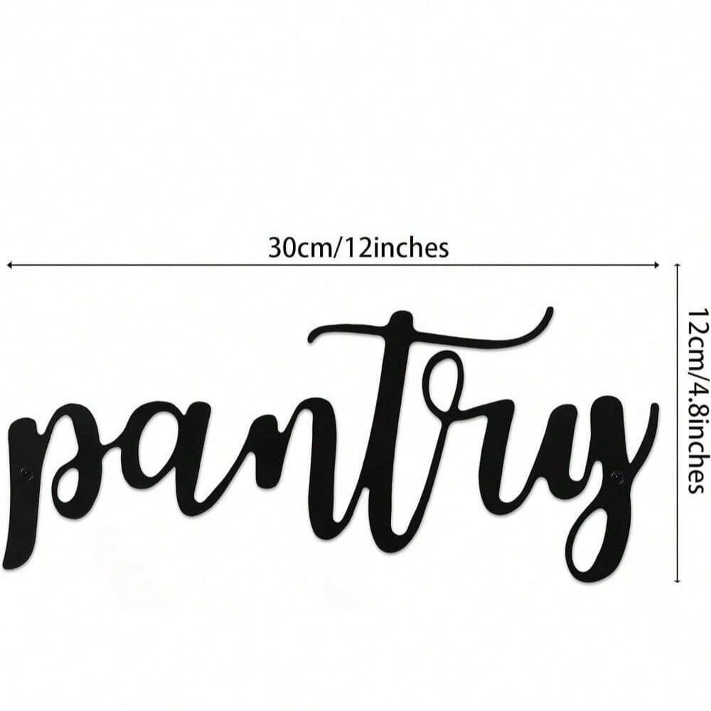1pc Black Metal Pantry Sign Laundry Room Wall Art, Country Style Letter Decor for Kitchen Bathroom Toilet Home