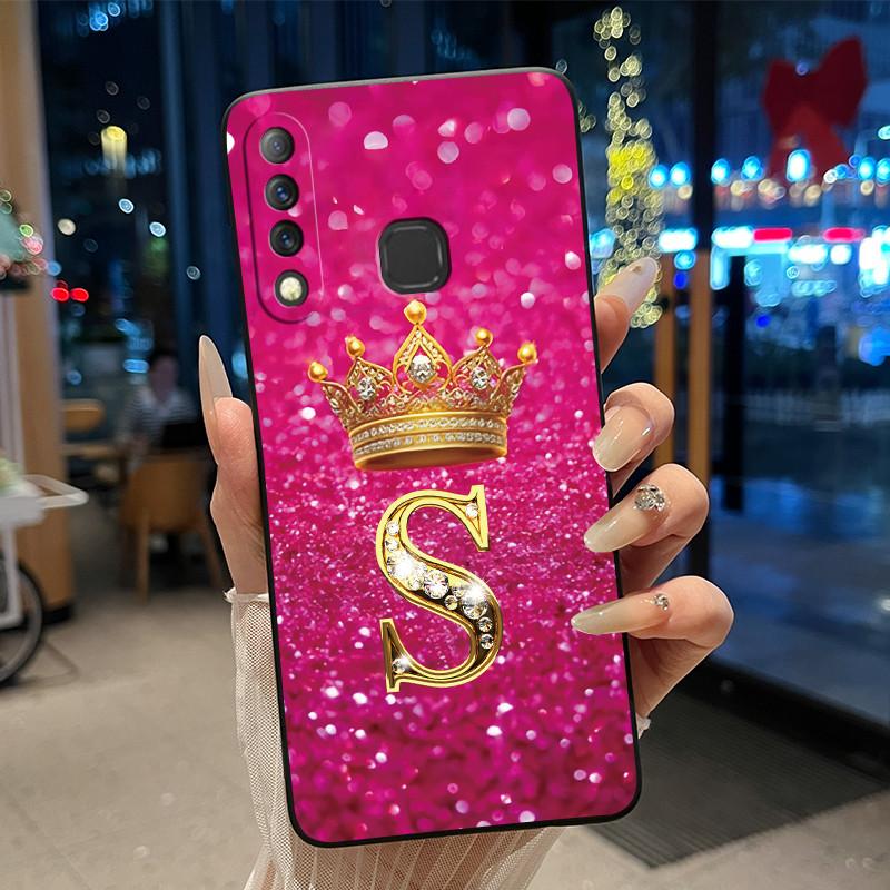 Beautiful A To Z Letter Crown Casing For Infinix S4 Smart3 Plus X626 X267 Case Black Soft Silicone Shockproof Shell