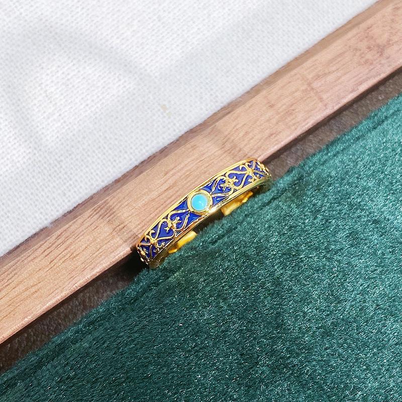 Medieval Personality Retro Dream Pink Butterfly Enamel Drip Open Ring Exquisite Light Luxury Pattern Ring