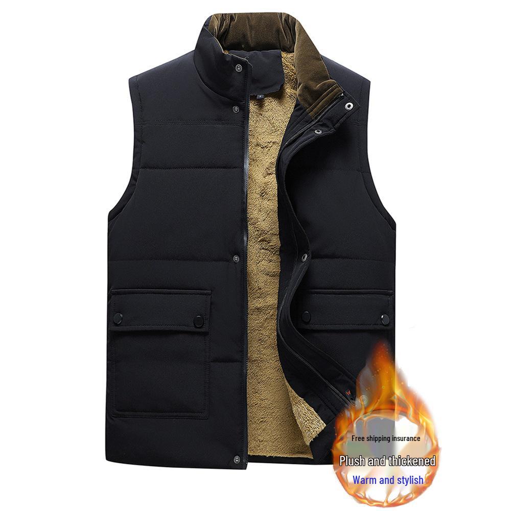 Men's Winter Fleece Vest: Thick, Warm, and Sleeveless for Middle-aged and Elderly