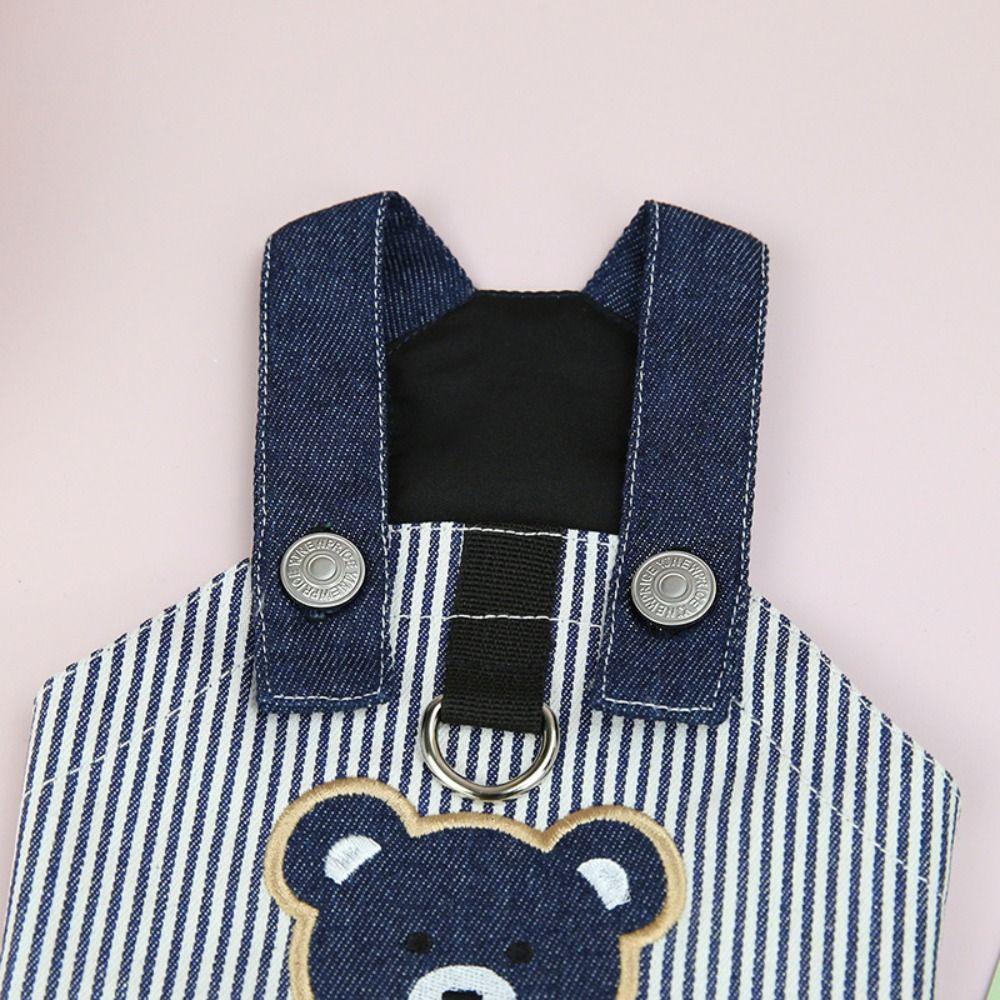 Soft Pet Bear Stripe Dress Cute Dog Vest Harness Fashion Pet Chest Strap  for Puppy Kittens