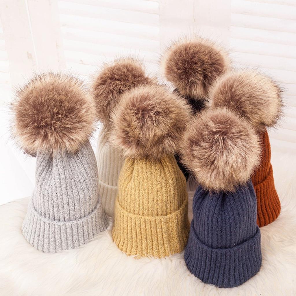 Winter Women's Wool Hat Solid Knit Hat 