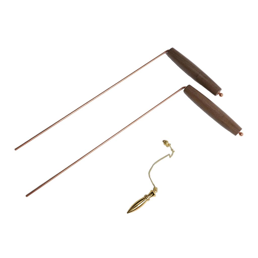 Complete Divination Set With Walnut Handle Dowsing Rods And Brass Tools