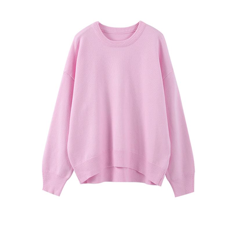 Women Sweaters Knit Basic Pullover Long Sleeve Round Neck Solid Spring Streetwear Knitwear Loose Elegant Jumper Female Tops