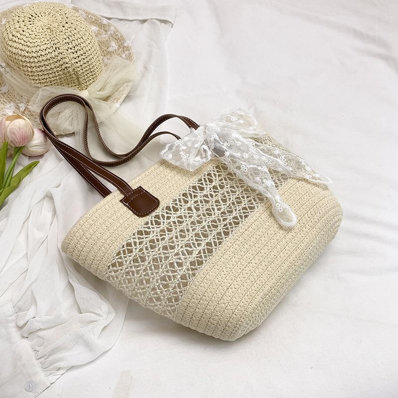 Summer's New Silk Scarf Handbag Is Popular Today, Large-capacity Woven Shoulder Underarm Cabbage Basket Tote Bag