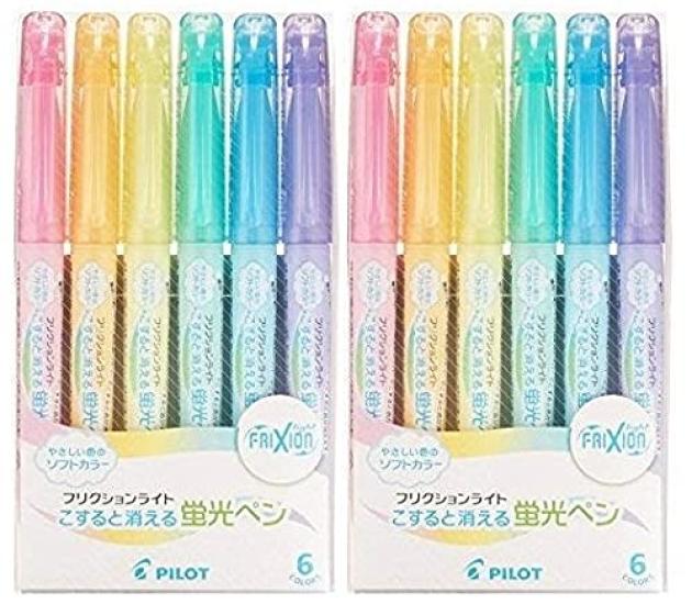 x2 Pilot FriXion Light Soft Color Highlighter Set of 6 Pens, (SFL-60SL-6CS)