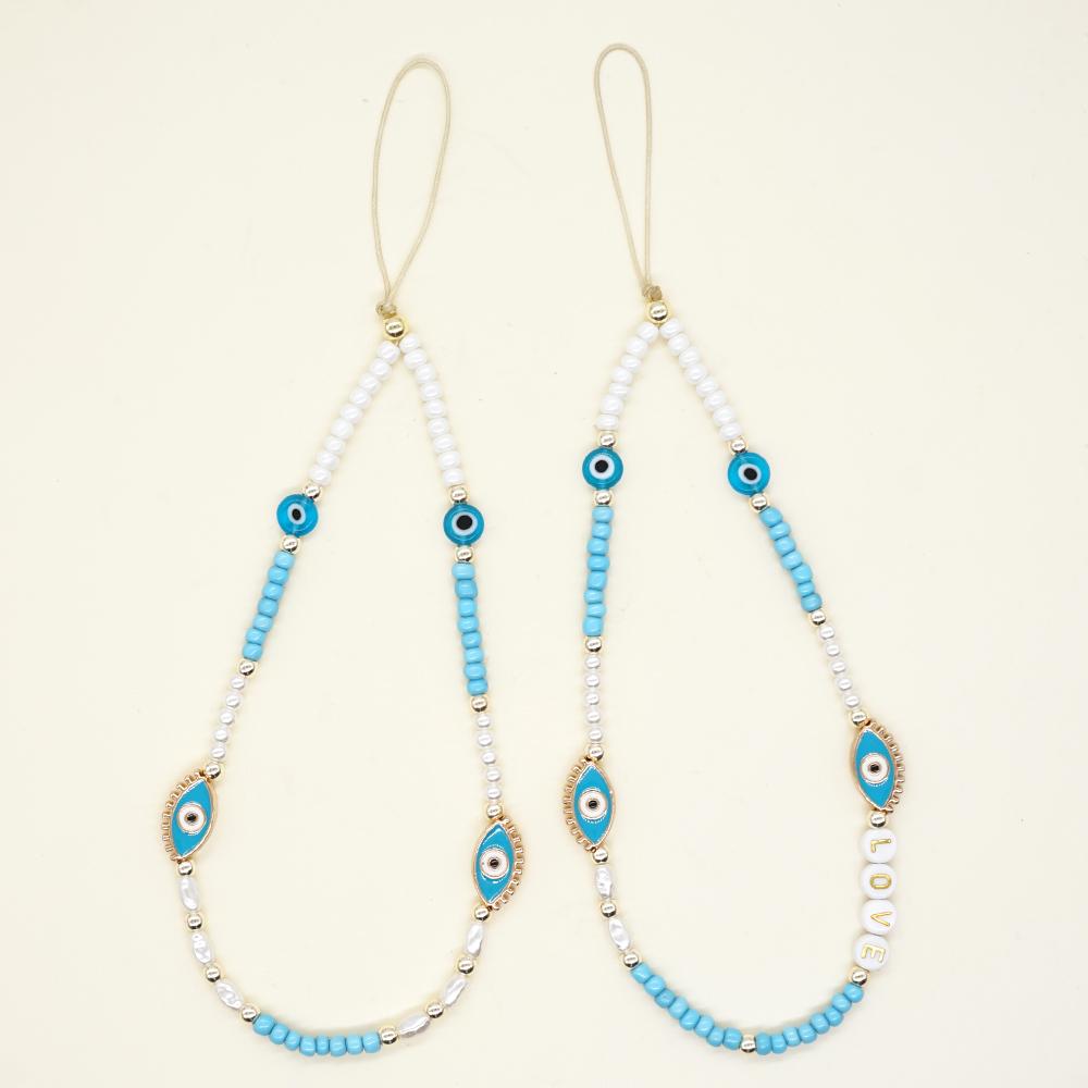 

Счастливая подвеска для телефона из бисера, Турция, сплав сглаза, ремешок для мобильного телефона, любовное письмо, телефонная цепочка, модные украшения для женщин и девочек