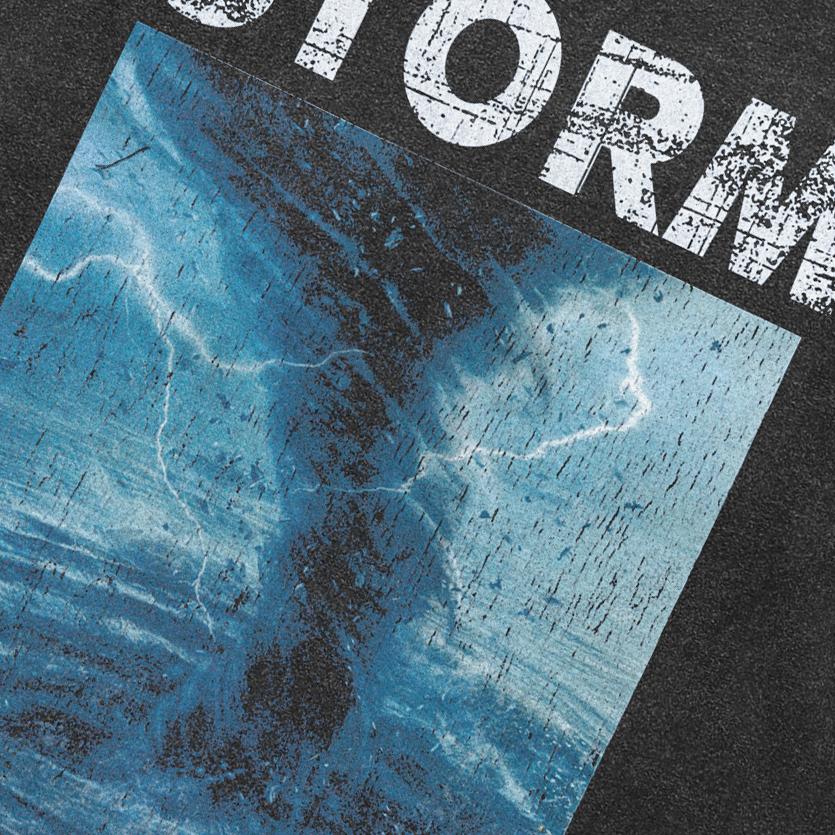 Streetwear Storm Graphic Unisex T-Shirt Cotton Washed Black Tshirt Unisex Tops Tees Summer Short Sleeves T Shirt