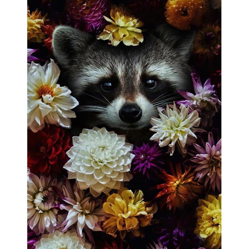 Full Round Drill 5D DIY Animals Tiger Diamond Painting Flower Fox Diamond Embroidery Cross Stitch Christmas Decoration