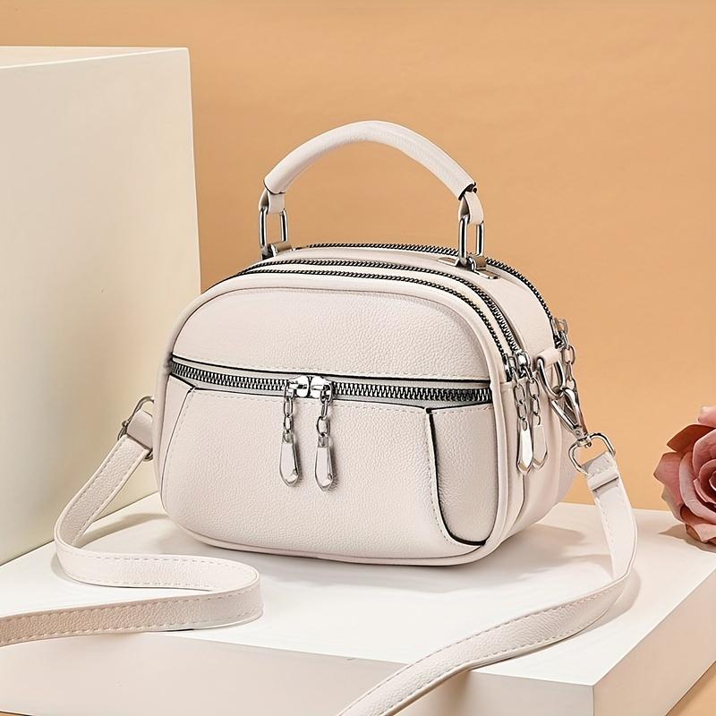 

New Fashi Women s Crossbody Bag Multiple Pockets Small Round Buns Storage Wallet Shoulder Bag Daily Commuting бежевый