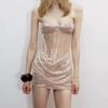 Autumn European and American style new sleeveless tube top sexy waist fashion versatile solid color dress women's clothing