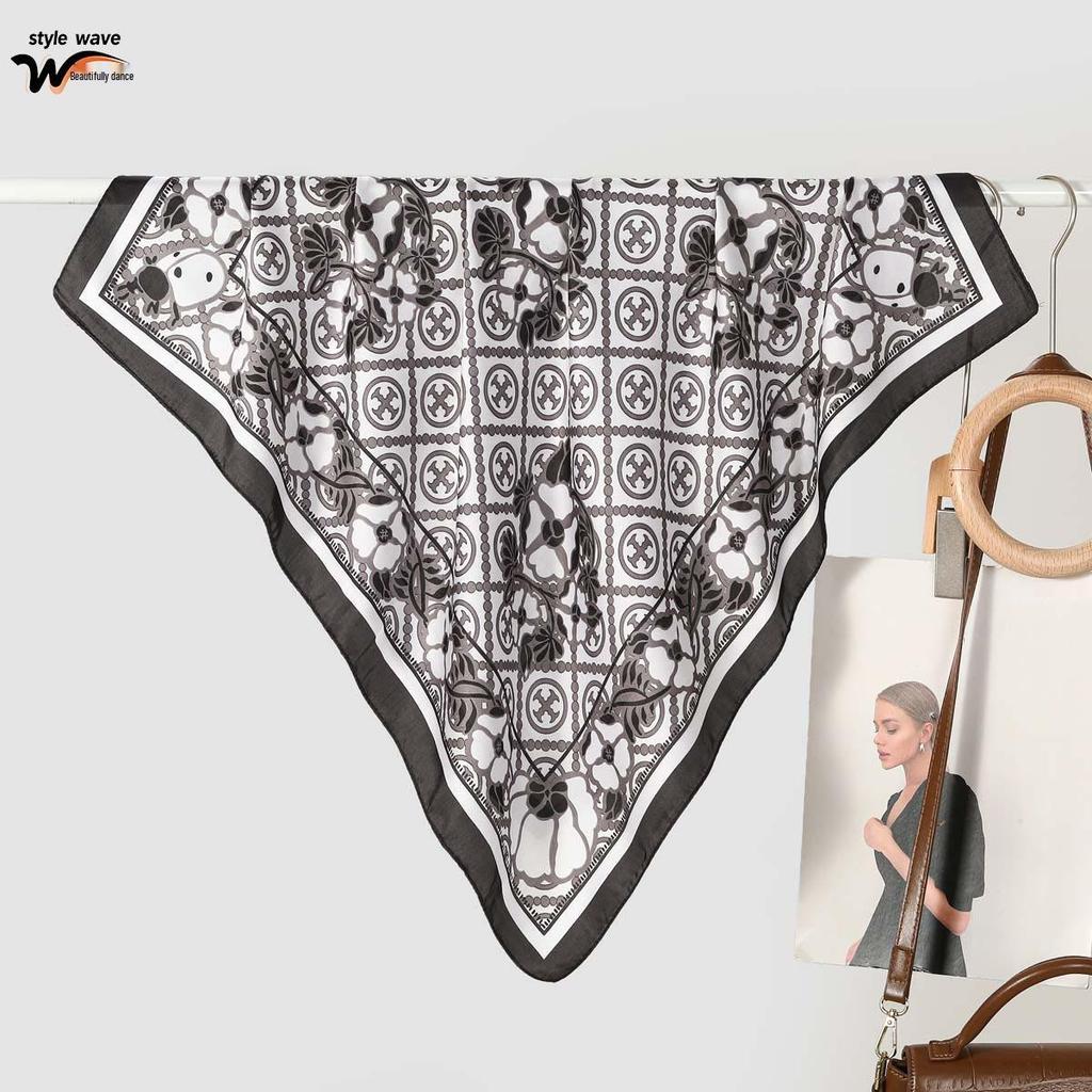 Spring/Summer Korean Style Women's Versatile Printed Silk-Like Scarf - Fashionable Decorative Neck Accessory