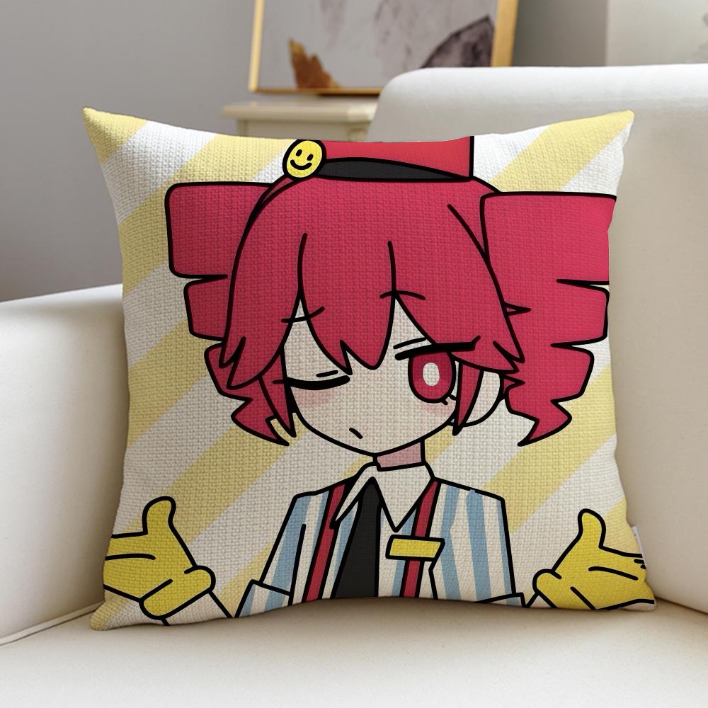 Cute KKasane Teto AnimeS Cushion Cover Breathable and skinfriendly linen pillowcase square removable and washable cushion