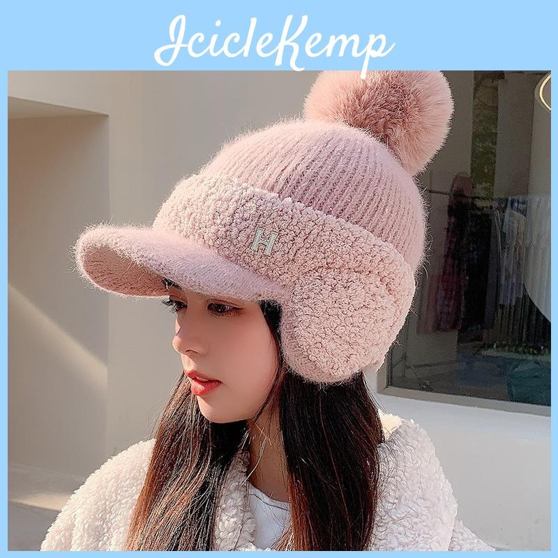 Knitted Baseball Cap For Women With Warmth And Ear Protection For Winter Outdoor Activities