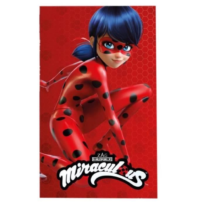 Drap de plage ladybug serviette de bain miraculous 100% coton 140x70 cm