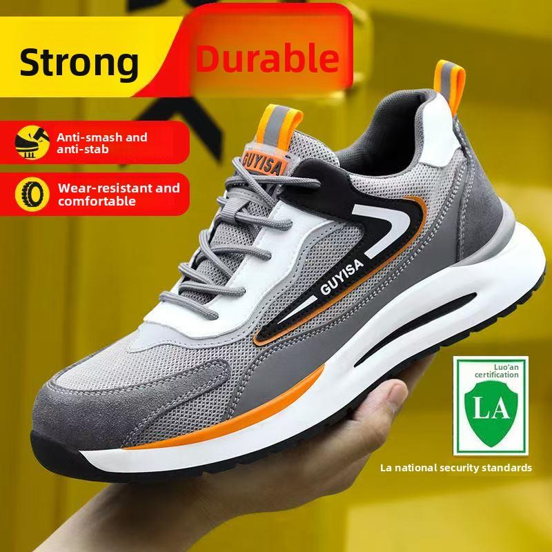 Men's Safety Shoes Rotating Button Men Sneakers Puncture-Proof Anti-smash Work Shoes Men Breathe Safety Footwears Steel Toe