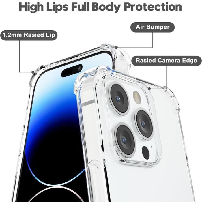 Coque de protection - BOOLING - pour iPhone 15 Pro Max - Silicone Transparent - Antichoc - 2 Verres Trempés