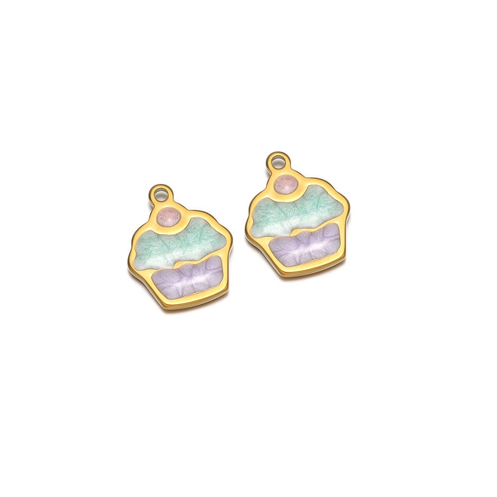 

20pcs Stainless Steel 10mm Enamel Ice Cream Girls Bracelet Pendants Decoration Kids Summer Necklace Charms DIY Jewelry Making