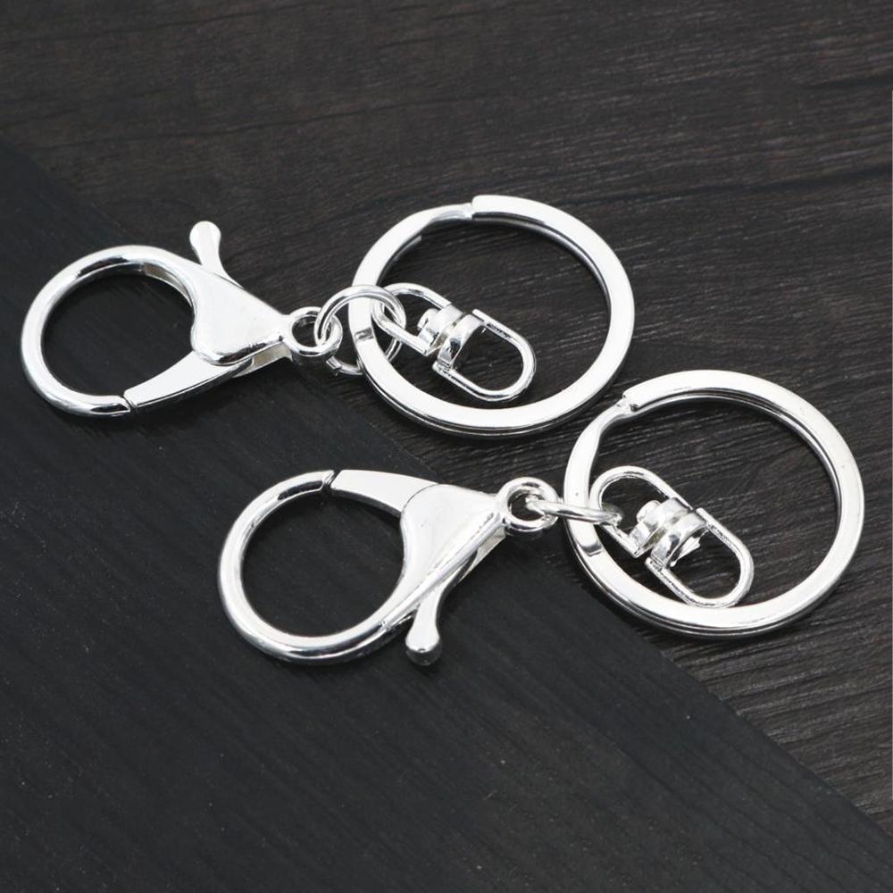5pcs/lot 30mm Key Ring Long 70mm Popular Classic 11 Colors Plated Lobster Clasp Key Hook Chain Jewelry Making for Keychain
