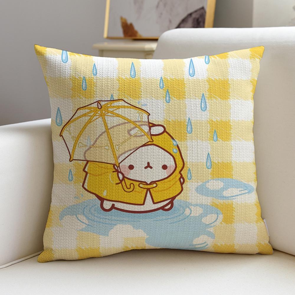 

Round MMolangS Cushion Cover Breathable and skinfriendly linen pillowcase square removable and washable cushion 30X30cm