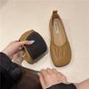 French Temperament Round Head Single Shoes Soft Leather Soft Sole Ladyshoes Mary Jane Small Leather Shoes Pregnant Women Doudou West Evening Breeze