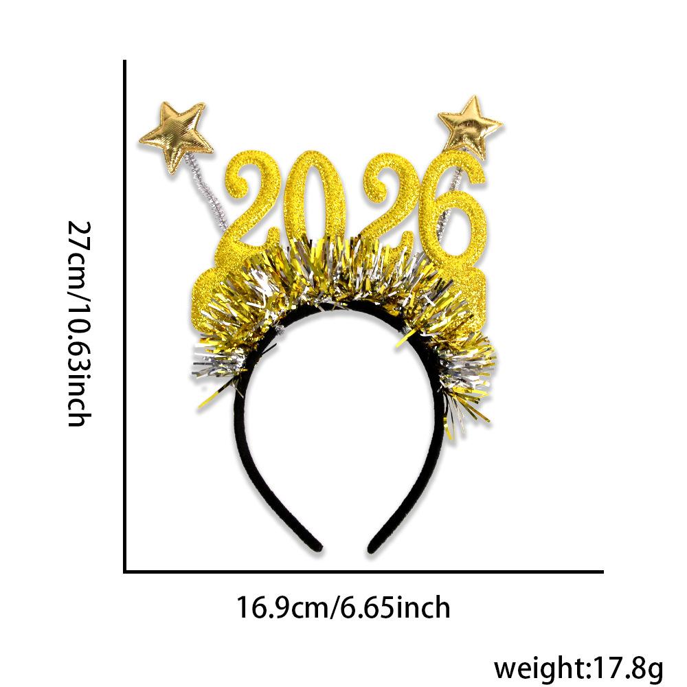 4pcs/set 2026 New Year Headband Glitter Star Headband Plastic Party Decor Christmas NYE Celebration Accessory Photo Props