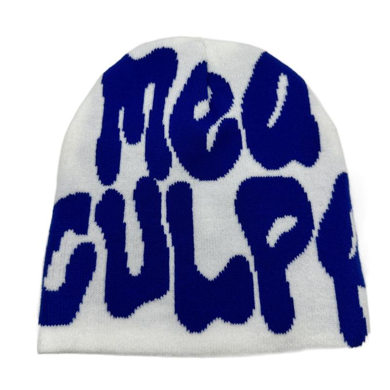 Hot Sell Customized  Adult Fashion Printing Soft Winter Hat Knitted With Letters for Men and Women