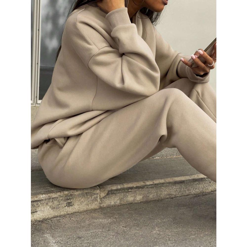 

Trendy Women s Half-zip Loungewear Set 2-piece set Sweatshirt & Jogger Pants, Relaxed Fit Casual Outfit for Daily Wear & Streetwear XXL абрикосовий