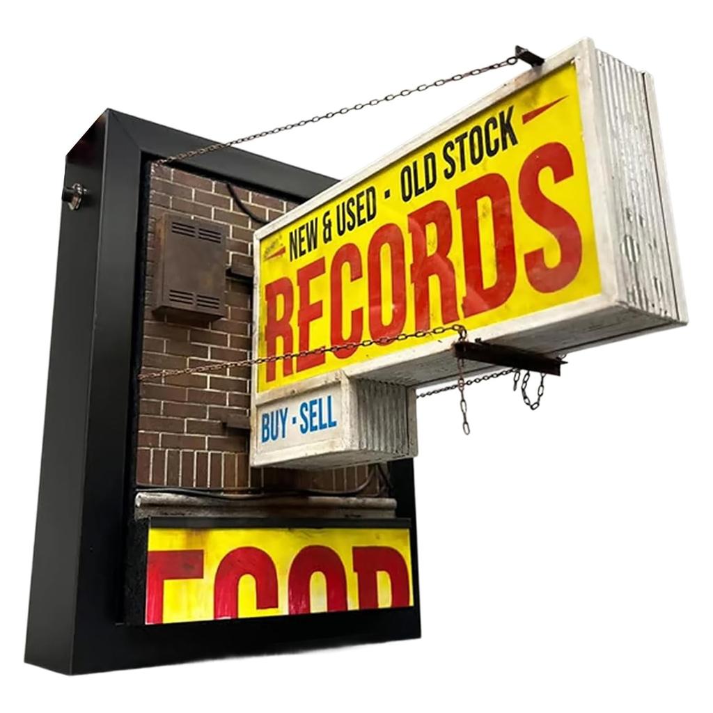 Retro Record Store Wall Light, Yellow Eye-Catching Sign For Music Room, Bar Or Studio Decor, For Record Collectors & Music Lovers