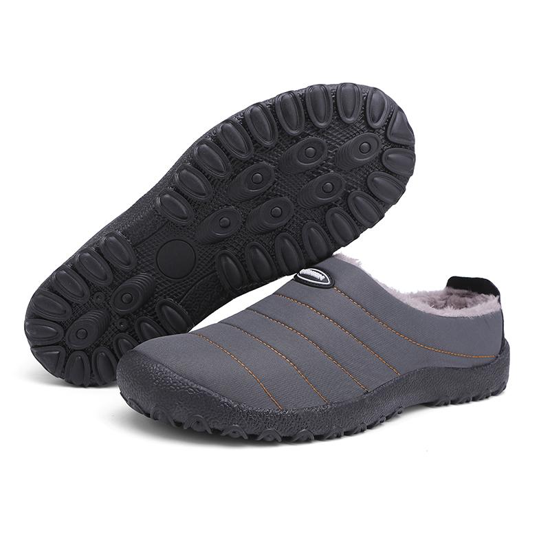 Winter Men Slippers Cotton Plus Fur Shoes Women Snow Outdoor Warm Fur Sneakers Non-slip Warm Furry  Footwear Thick Platform Winter Slides