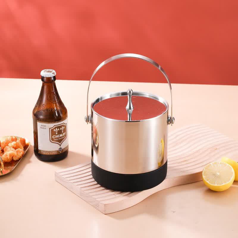 Qiwei 304 Stainless Steel Double-Layer Ice Bucket