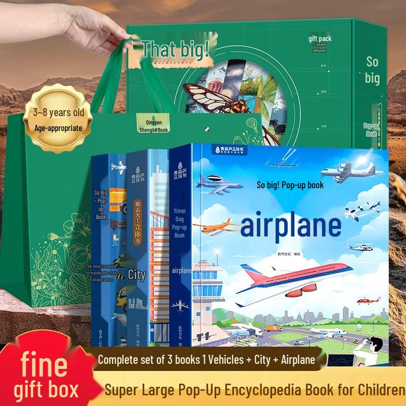 Children s 3D Pop-Up Book Gift Set: Traffic, City & Airplane