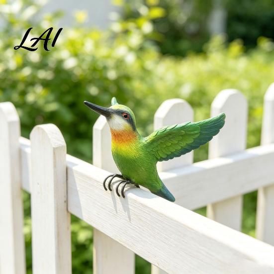 Waterproof Animal Figurine Resin Hummingbird Figurine Clip‑on Bird Statue for Fence Flower Pot Tree Fish Tank Landscaping Branch Realistic